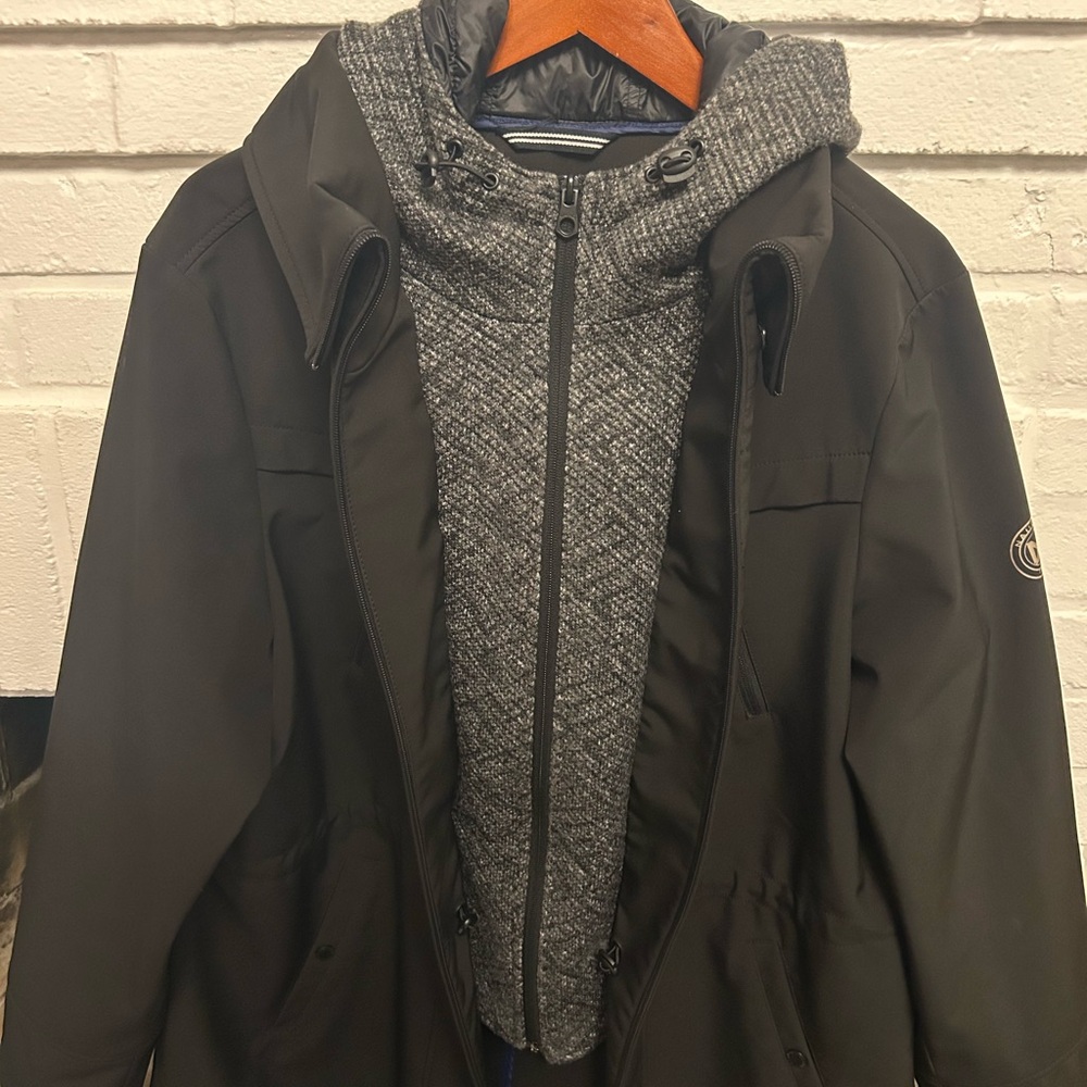 Black Jacket with Gray Hooded Insert